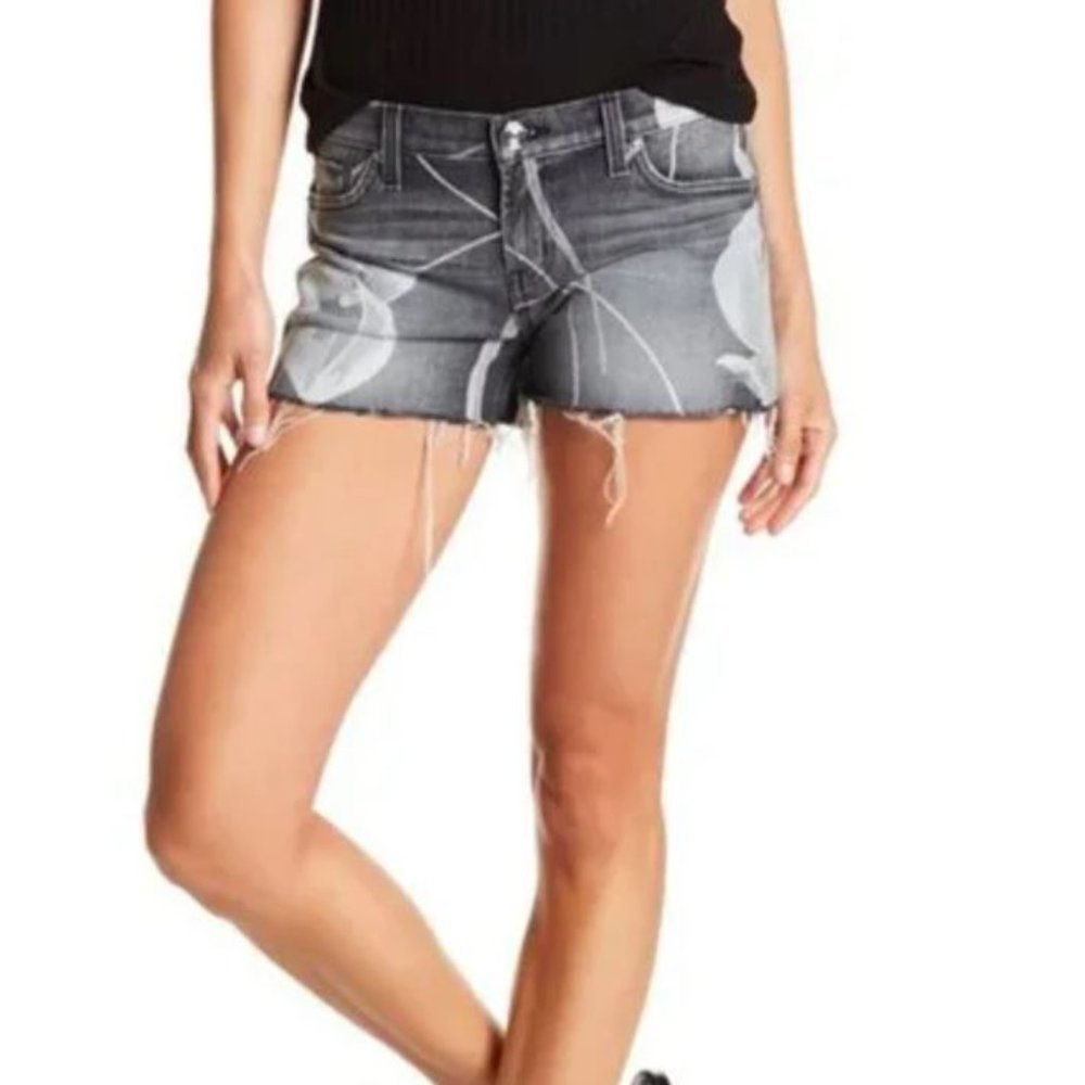 HUDSON Kenzie Cutoff Denim Shorts in Floral, Noir in Bloom